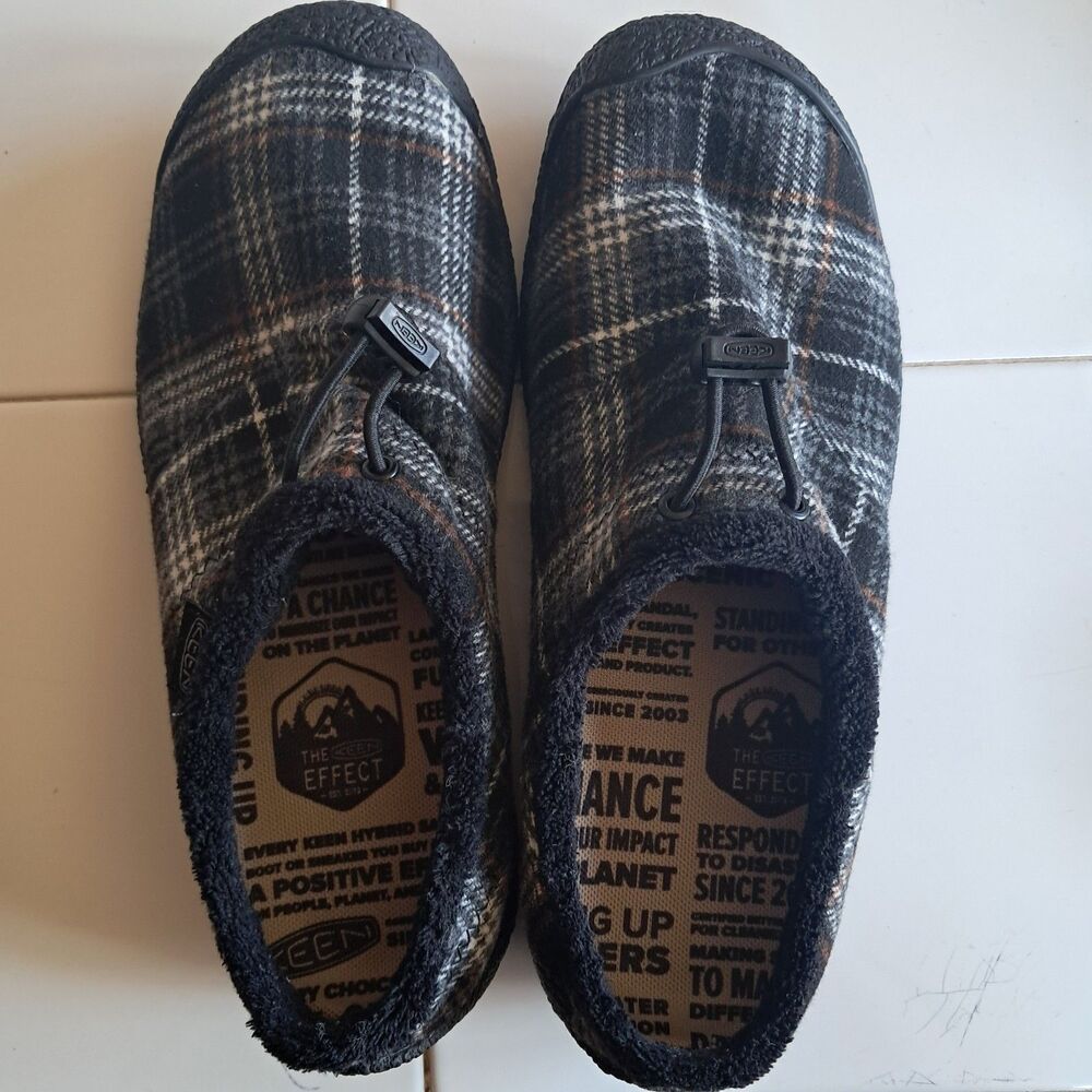 Women's Keen Howser III Slide Shoes Black Plaid SIZE 7.5 Outdoor Casual Like New